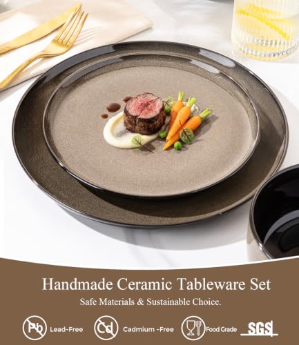Ceramic Dinnerware Sets for 4 (Modern-Chestnut / Service for 4 (12 Pcs))