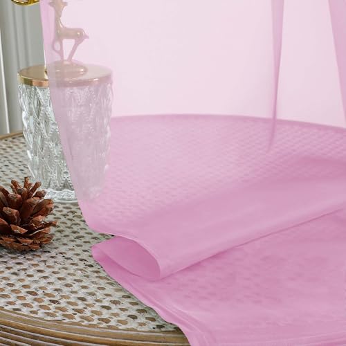 Pink Sheer Curtains 96 Inches Long 2 Panels (Pink / 59"W x 96"L (Pack of 2))