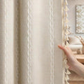 Boho 100% Blackout Curtains 84 Inch 2 Panels Linen Blend Beige (Beige / 52"W x 84"L (Pack of 2))