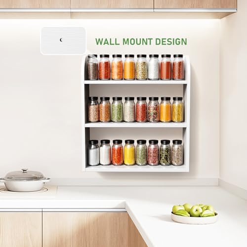 3 Tier Bamboo Spice Rack (White / 3 Tier)