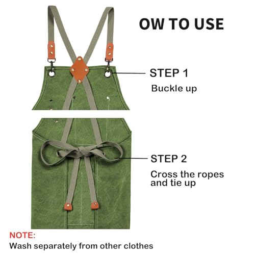 Cotton Canvas Cross Back Apron for Men and Women (Army Green)