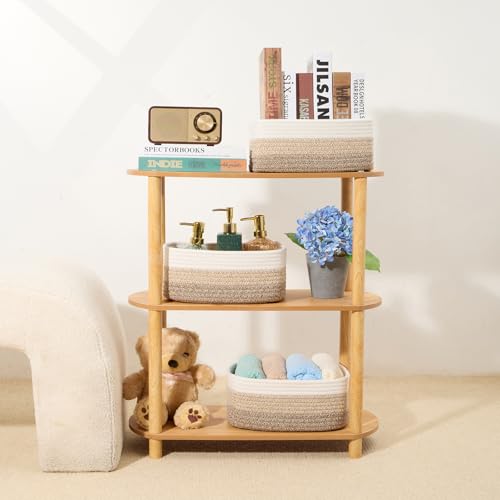 Small Storage Baskets for Organizing (3pcs-L11.5xW7.5xH4.7" / Gradient Brown)