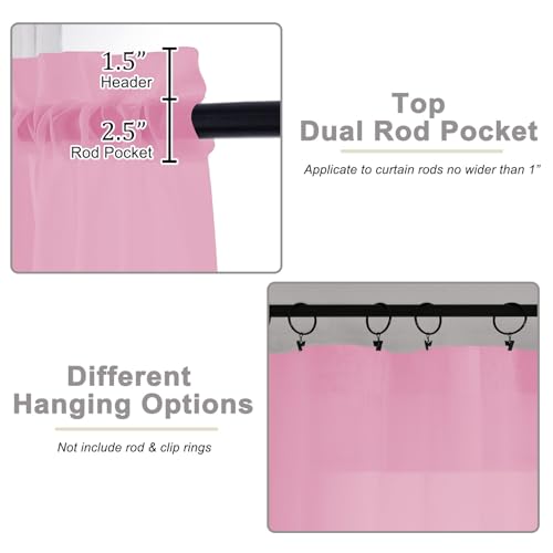 Pink Valances for Windows (Pink / 42"W x 14"L (Pack of 2))