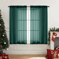 Green Window Sheer Curtains 54 inch Length (42"W x 54"L (Pack of 2) / Hunter Green)
