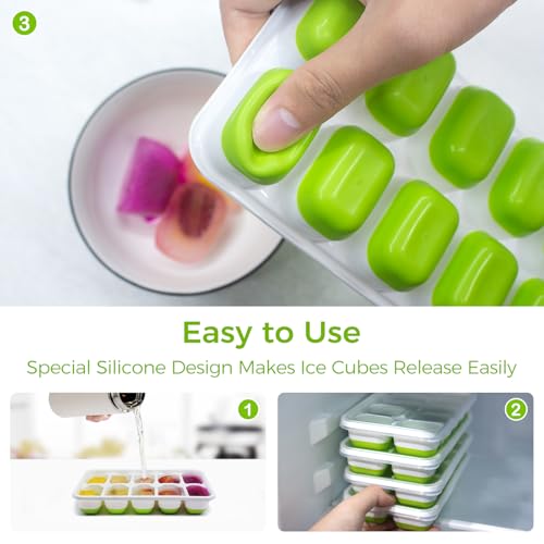 Ice Cube Tray with Lids (Green / 4Pack-7.2"*4.1"*1.3")