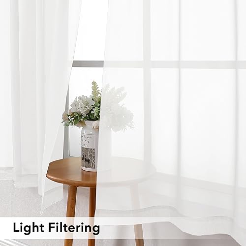 White Tier Curtains for Kitchen 24 Inches Long 2 PaSet (White / 42"W x 24"L (Pack of 2))