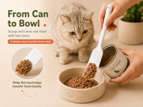 Cat Wet Food Spoon (White Longer Spatula)