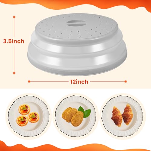 Large Collapsible Microwave Cover for Food (Light Grey)