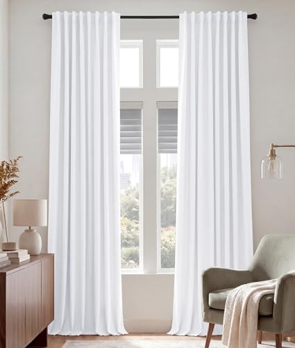 Extra Long 60% Blackout Curtains 120 inches Long for Bedroom (Pure White / 52"W x 120"L (Pack of 2))