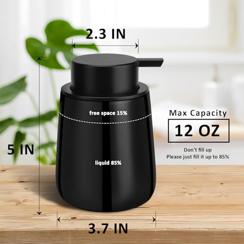 Soap Dispenser Ceramic with Easy (1 Pack / Shinyblack)