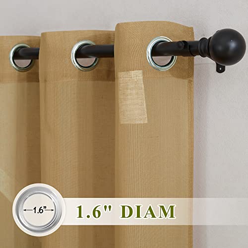 Sheer Linen Curtains Flax Texture 84 inch Length (36"W x 84"L (Pack of 2) / Camel)