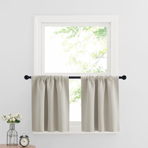 Cafe Curtains 24 inch Length (Natural / 29"W x 24"L (Pack of 2))