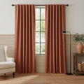 100% Blackout Linen Textured Curtains 96 Inch for Dining Room (Terracotta / 52"W x 96"L (Pack of 2))