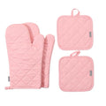Oven Mitts and Pot Holders 4 pcs Set (Cotton-pink)