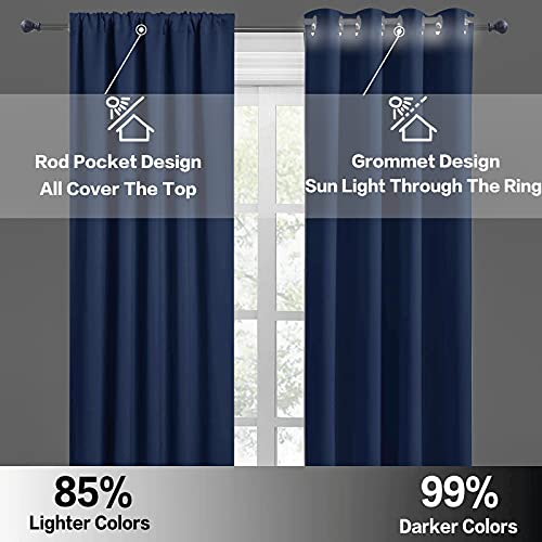 54 inch Blackout Curtains for Living Room Bedroom (Navy Blue / 42"W x 54"L (Pack of 2))