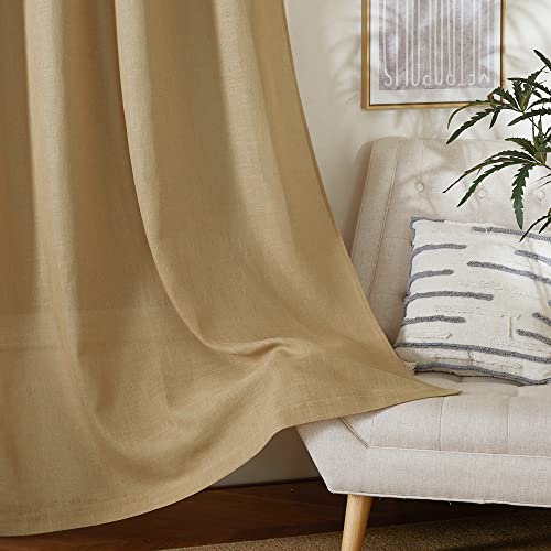 Linen Brown Curtains & Drapes Privacy with Light Filtering (52"W x 84"L (Pack of 2) / Linen Brown)