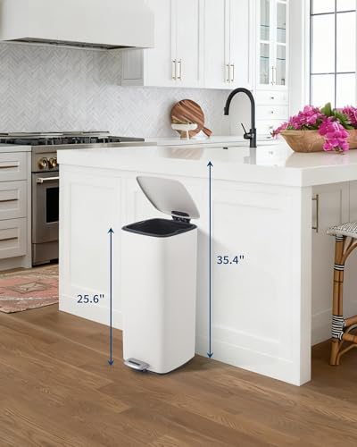 8 Gallon Trash Can for Kitchen (Beige)