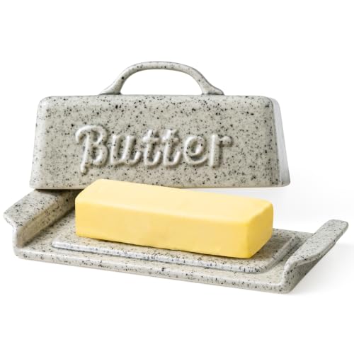 Butter Dish with Lid (Speckled White)