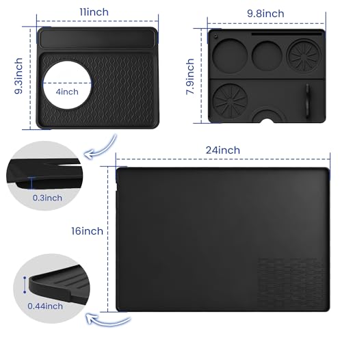 3-in-1 Silicone Mat for Breville Espresso Machine 870/880: Coffee Bar Mat + Top Mat + Tamping Mat – Food-Grade Silicone, Waterproof, Non-Slip, Heat-Resistant, Breville Espresso Machine Accessories