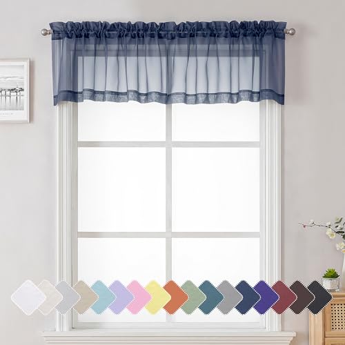 Navy Blue Window Valance 14 Inches Long 2 PCS (Navy Blue / 40"W x 14"L (Pack of 2))