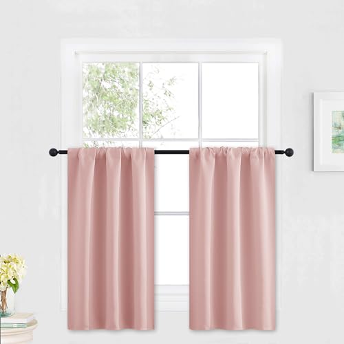 Blackout French Door Window Curtain Coverings (Peach Blush / 29"W x 45"L (Pack of 2))