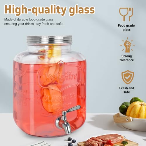 Gallon Glass Drink Dispensers For Parties 2PACK.1.5Gallon Beverage Dispenser (1.5 Gallon Double With Stand)