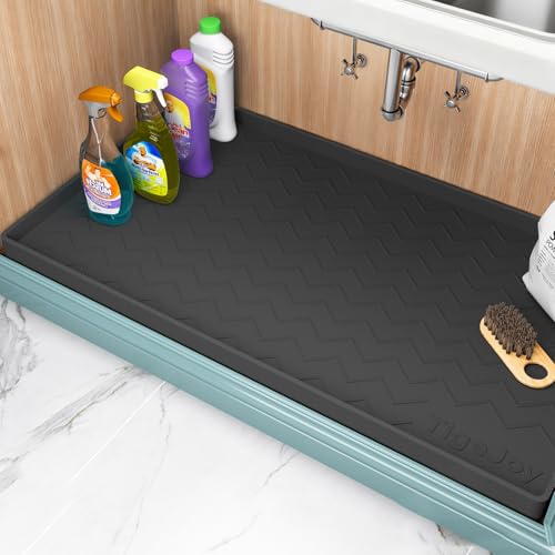 Under Sink Mats for Kitchen Waterproof 34" x 22" (Black / 22"W x 34"L)