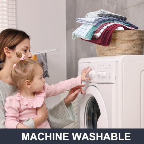 Large Premium Cotton Kitchen Towels 16"x 28" (Dark Grey / 16" X 28" - 12 Pack)