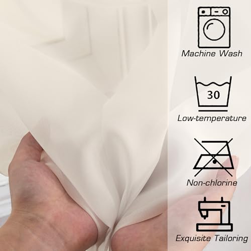 Sheer Curtains 63 inch Length 2 Panels Set (Cream / 42"W x 63"L (Pack of 2))