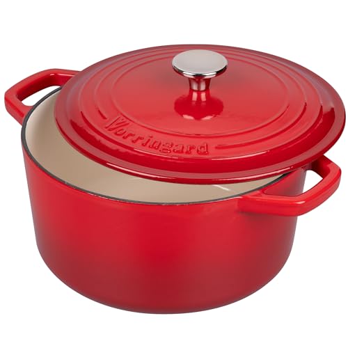 Enameled Cast Iron Dutch Oven Pot with Lid (6 QT / Red)