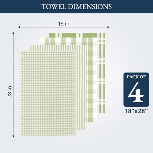 Cotton Dish Towels for Kitchen Quick Drying (18"x28" - 4 Pack / 08: Sage Green)