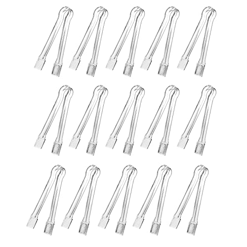 J Chen 15PCS Plastic Buffet Serving Tongs Mini Serving Utensil Tongs Appetizers Tongs Clear Kitchen Tongs 6.3 Inch Small Ice Tongs for Tea and Coffee Party Catering Appetizers Desserts Cake Sandwich (Transparent)