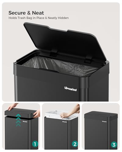 13 Gallon Automatic Kitchen Trash Can (Black / 13 Gallon)