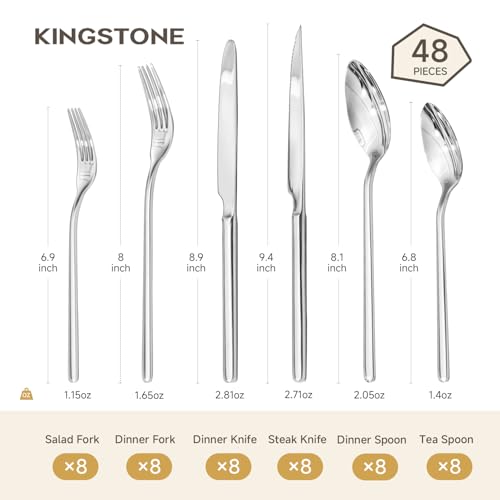 48 Piece Silverware Set with Steak Knives (48 Piece / Silver)