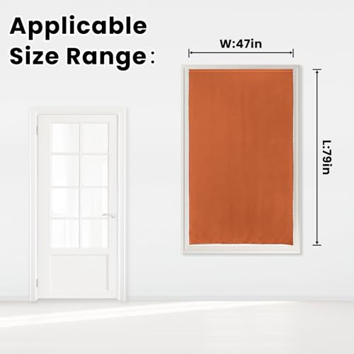 Self Adhesive Curtains Portable Blackout Curtain Simple and Easy to Install Bedroom Window Thermal Lnsulated Kitchen Room Darkening Black Small Drapes (47"W x 79"L (Pack of 1) / Orange)