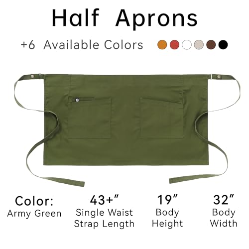 Waist Apron for Men Server Bistro Half 4251BY (1 Pack / Army Green)