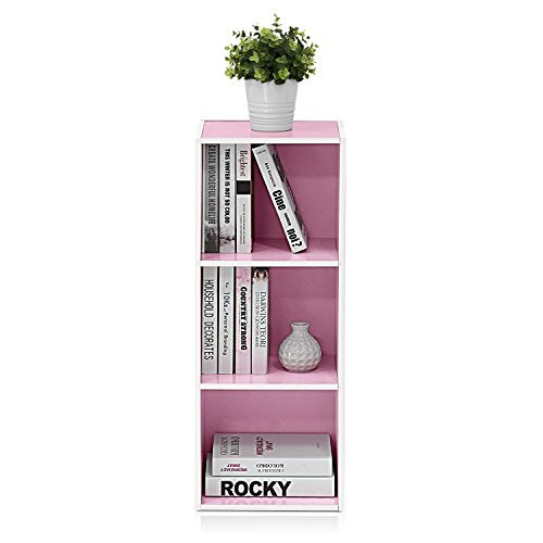 LUDER Book Shelf (White/Pink / 3-Tier Cube)