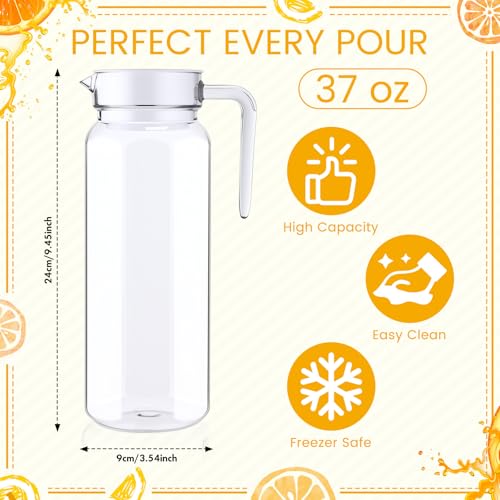 4 Pcs Acrylic Water Pitcher with Lid (37 oz / star anise)