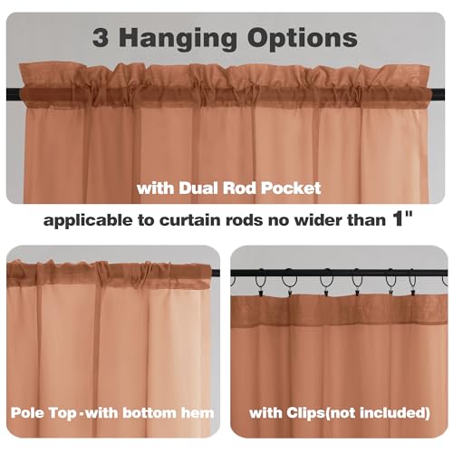 Orange Sheer Curtains 45 Inch Long 2 Panels (Orange / 42"W x 45"L (Pack of 2))