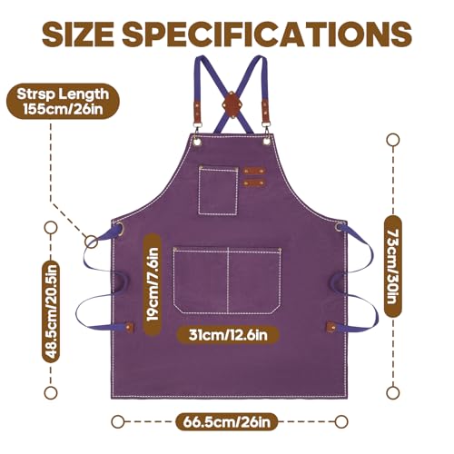 Aprons For Women Men With Large Pockets (Purple)