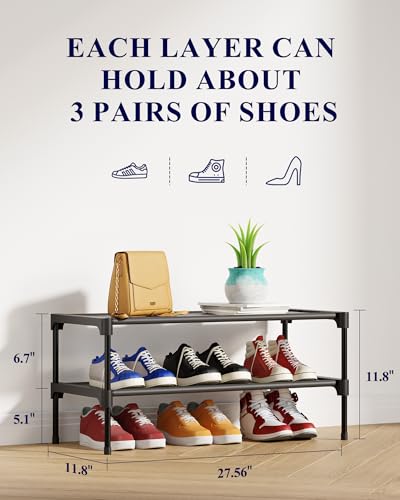 Shoe Rack Non (Black / 27.5" Wide - 2 Tier)