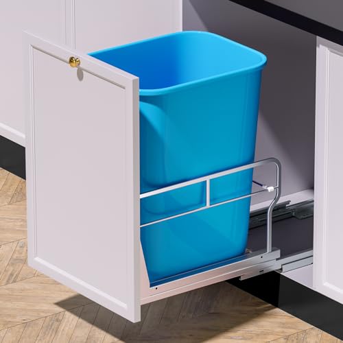 Pull Out Trash Can Cabinet with Soft (Single / Silver)