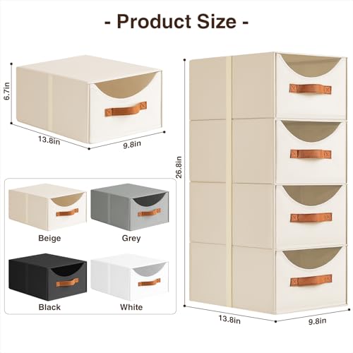 Stackable Storage Drawers (Beige / 13 Inch. - 8 Pack)