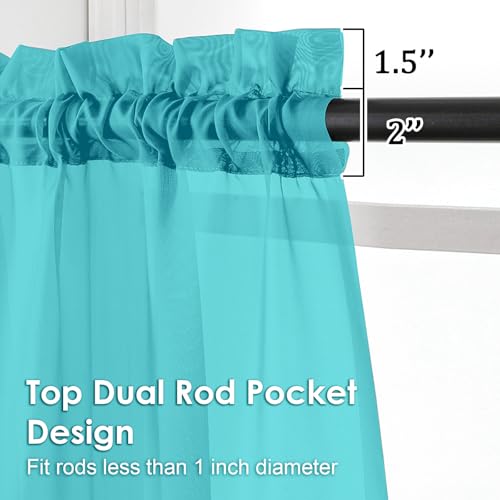 Turquoise Sheer Curtains 54 Inches Long 2 Panels (Turquoise / 42"W x 54"L (Pack of 2))