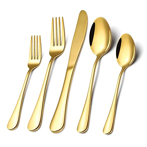 Gold Silverware Flatware Set for 8 (Gold)
