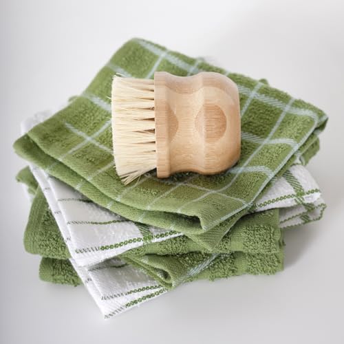 Terry Check Dish Cloth Set (Cactus Green / 6-Pack - Dish Cloths)