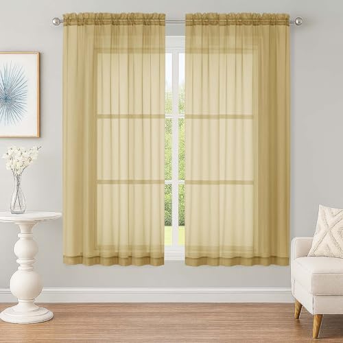 Sheer Gold Curtains (Gold / 59"W x 63"L (Pack of 2))