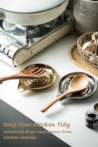 Ceramic Spoon Rest for Stove Top (Gold)