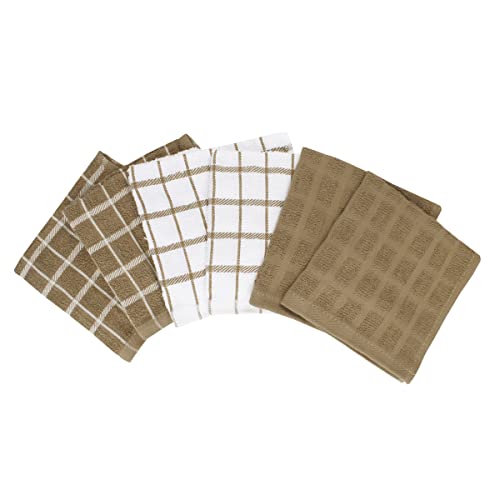 Terry Check Dish Cloth Set (Mocha Brown / 6-Pack - Dish Cloths)