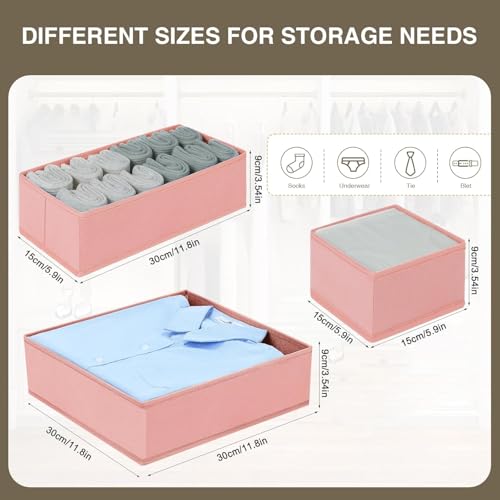 Drawer Organizer for Clothing (Pink / 15 Pack)